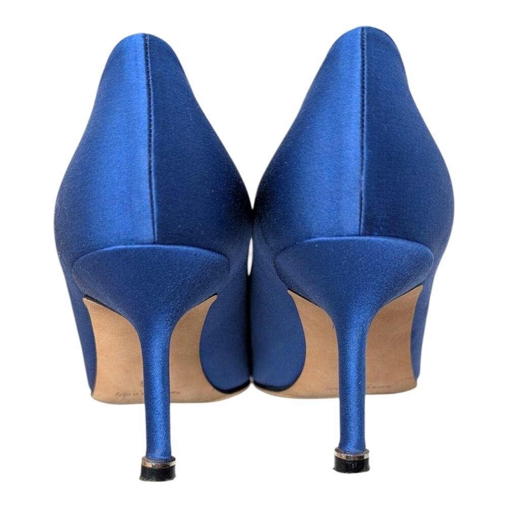 Manolo Blahnik Hangisi 70 Crystal Embellished Pump Heel Cobalt Blue Satin 36 - Picture 7 of 12